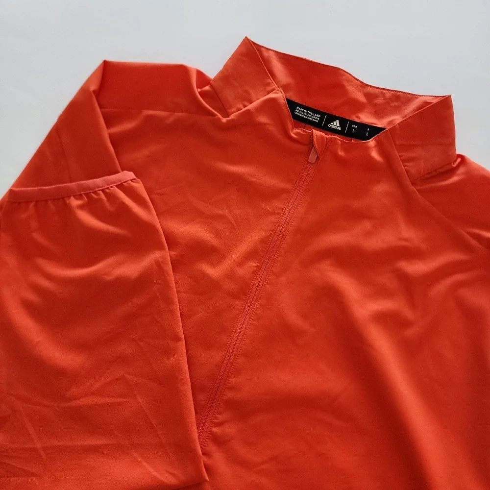 Adidas orange‎ long sleeve golf windbreaker pullover 1/4 zip mens size L